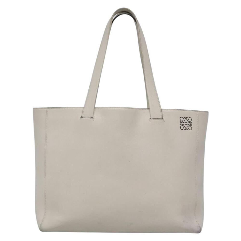 Loewe Anagram Leather East West Shopper Tote Bag White